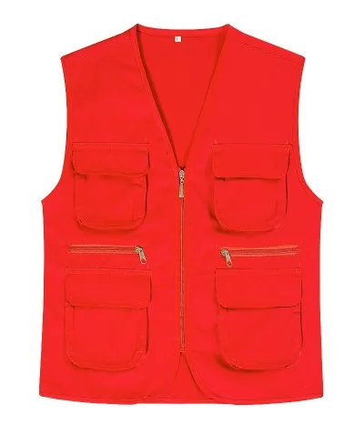 Sleeveless work vest with many pockets industrial outdoor working vest uniform manufacture mens cotton fishing life jacket