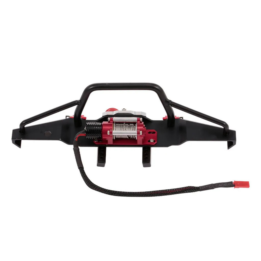 RC Cars Metal Bumper with Winch 2 LED Light Remote Controller Receiver for Traxxas TRX-4 Axial SCX10 RC Crawler Cars Parts