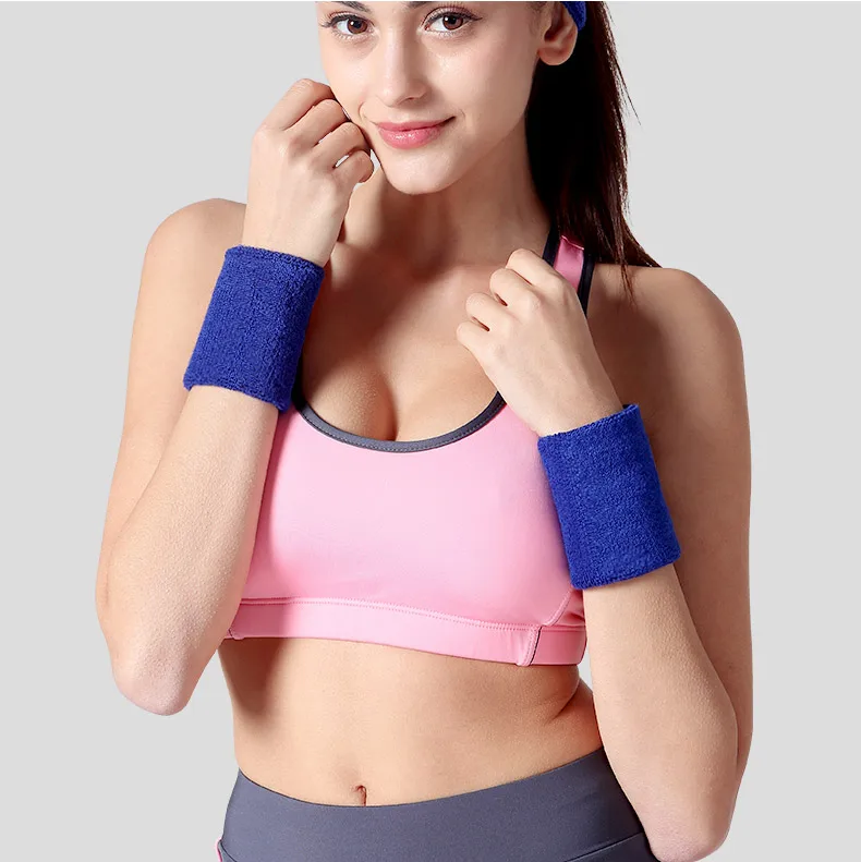 Custom Cotton Terry Cloth Sport Exercise Tennis Wrist Wristband Embroidery Sweatband Elastic Workout Sweat Band