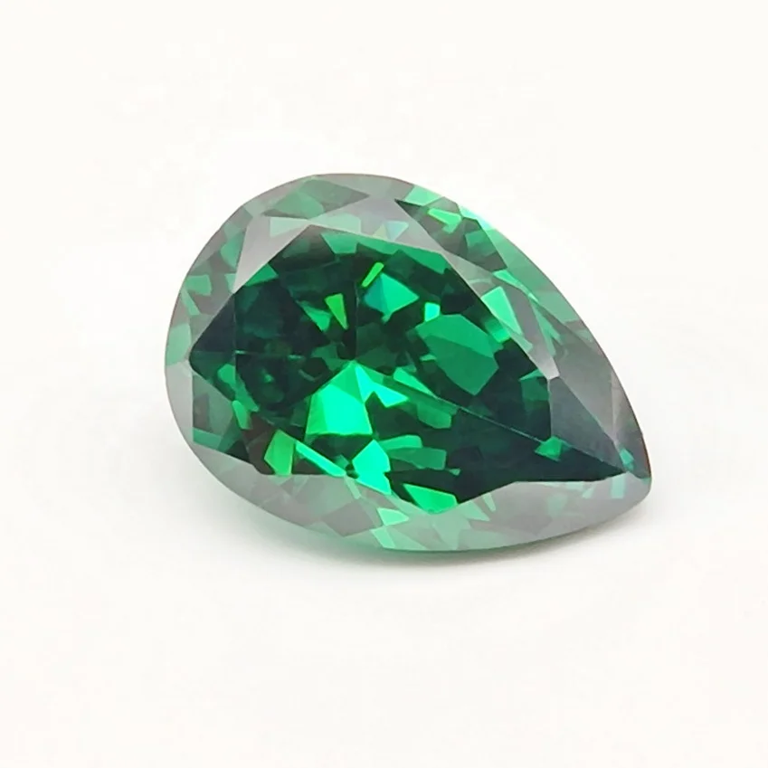 BaiFu ювелирные изделия по Заводской Цене синтетический циркон груша огранка Изумруд зеленый кубический цирконий камни