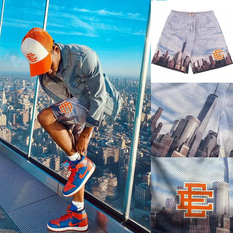 OEM Customized logo/ Blank Eric Emanuel EE Basic Short NEW YORK CITY SKYLINE Men mesh shorts