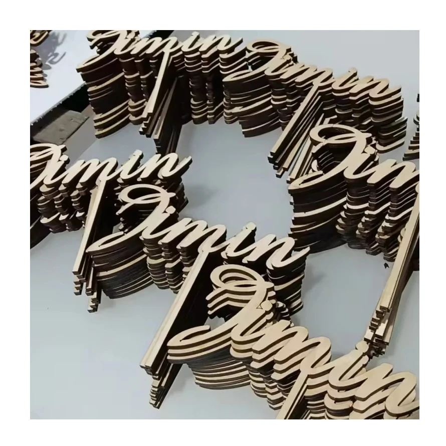 Personalized Custom laser Engraved Idols Teams K-pop wood name tag holder KPOP Idol Artist B TS