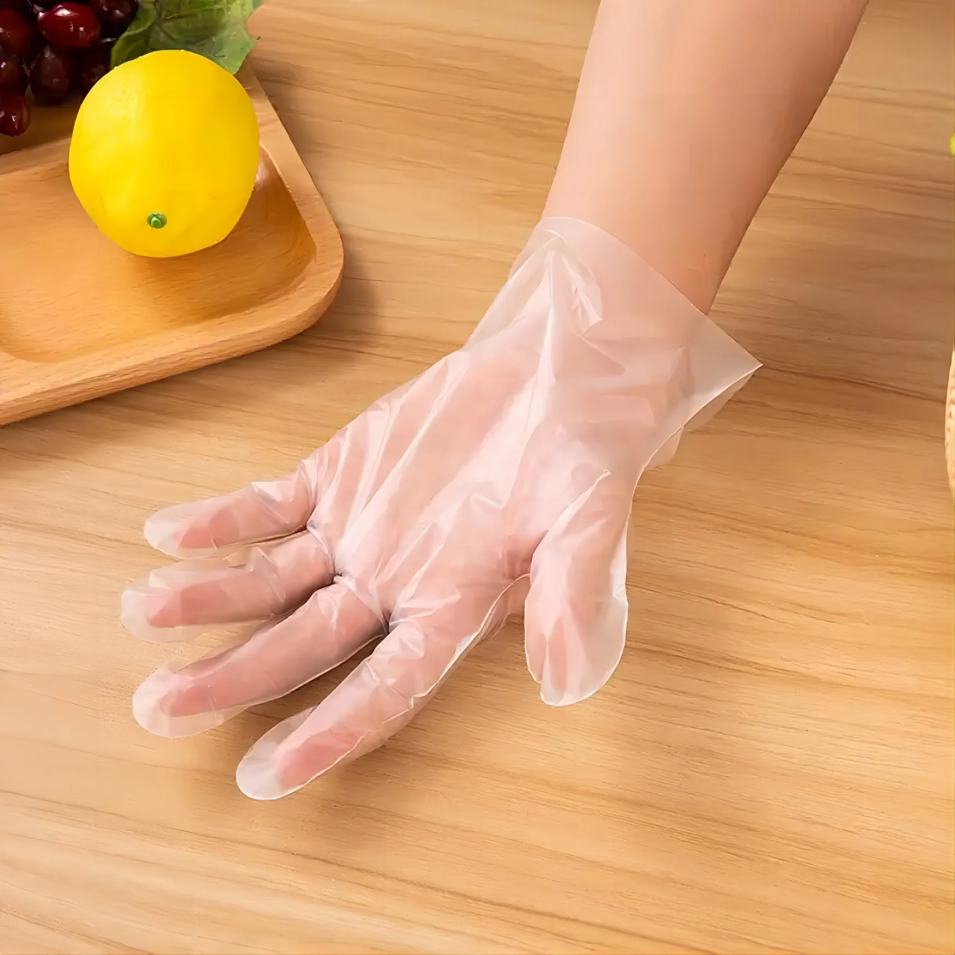 High quality 100pcs/pack disposable plastic clear TPE gloves for export South Korea