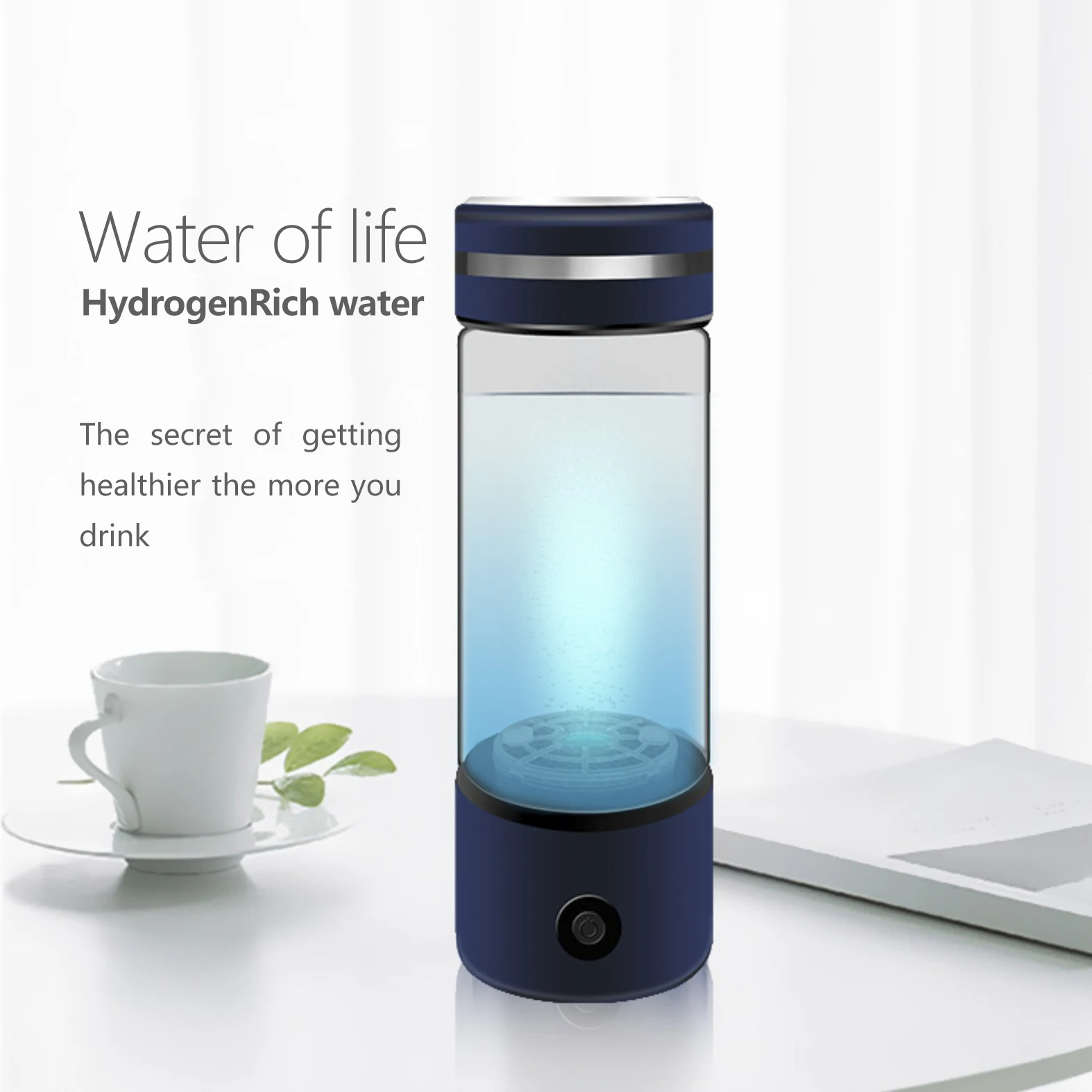 USB Rechargeable 300ml Glass Alkaline Hydrogen Water Bottle Custom Logo Portable Personal Care Appliance