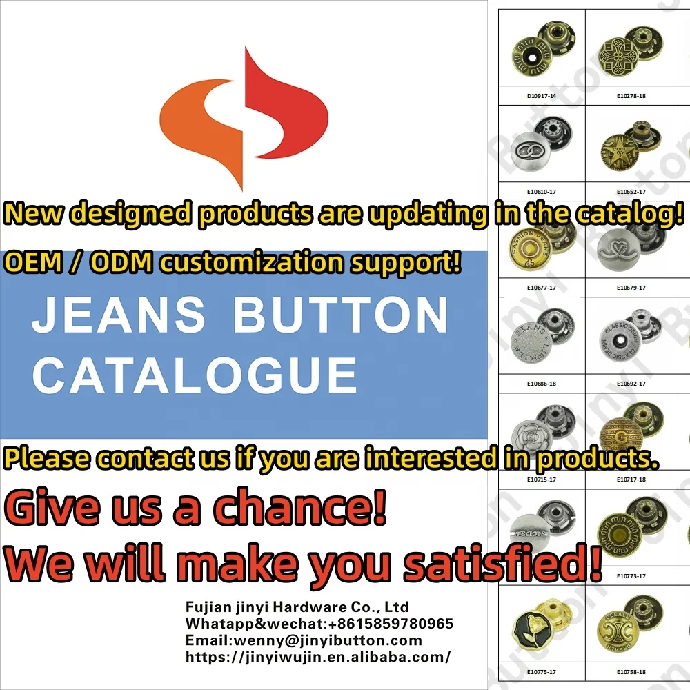 Jinyi Button Factory Custom Classic Vintage Logo Design Metal Buttons Jeans Button and Rivets for Jacket