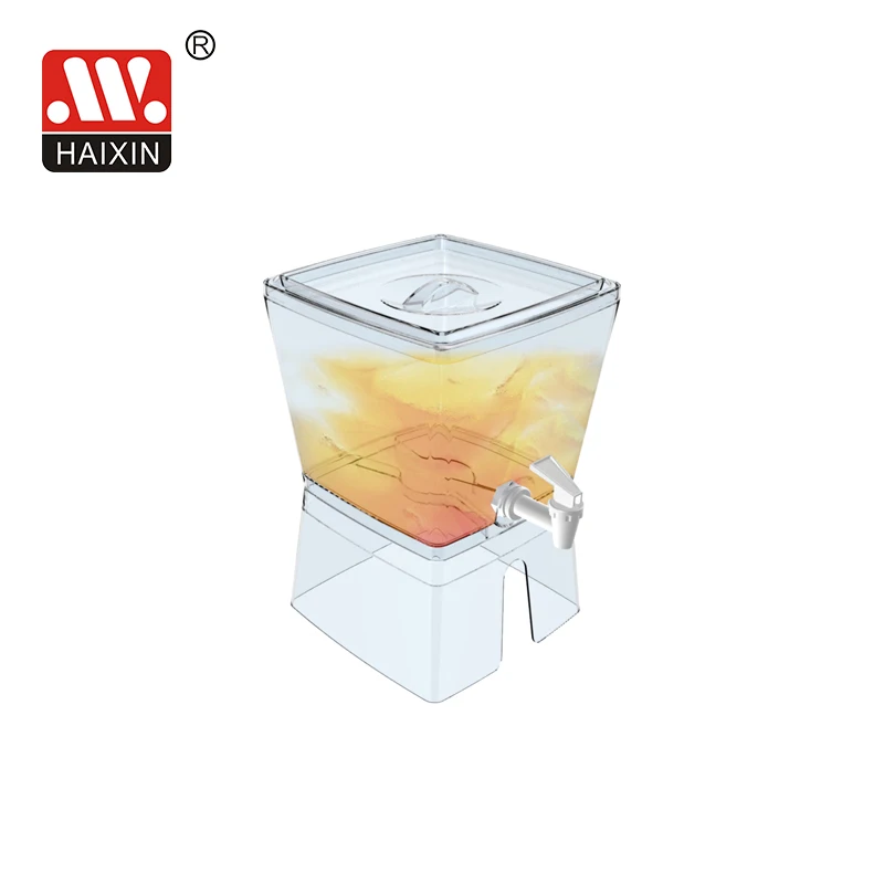 Square Plastic Large Juice Jar Ice Cold Drink Water Fruit Infuser Beverage Dispenser 5.6L