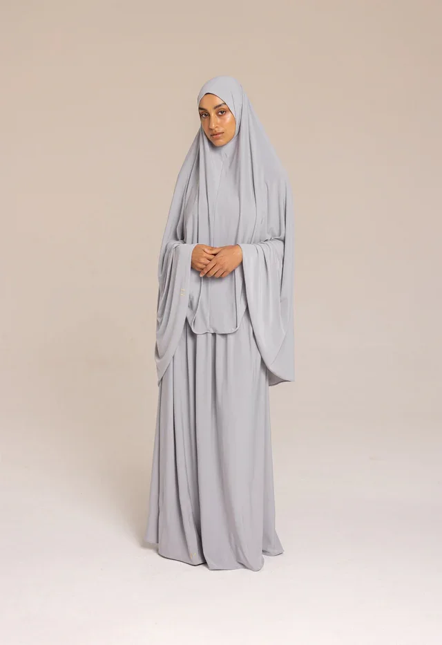 Premium Jersey Fabric Abaya Set Elastic Jersey Cotton Long Hijab Dubai Instant Scarf Khimar for Netherlands Women