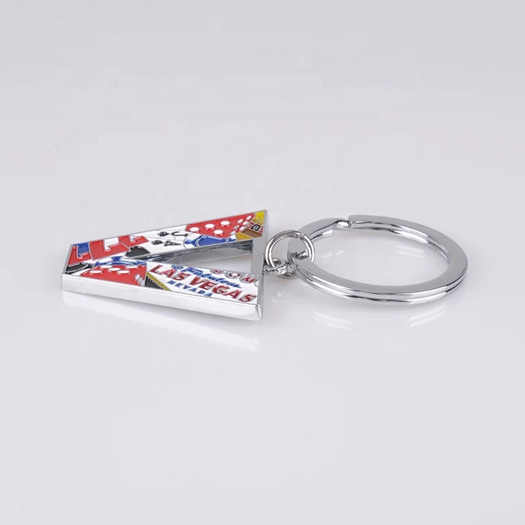 Custom Metal Keychain Enamel Las Vegas 3D Keychain Letter V Keychain Key Ring