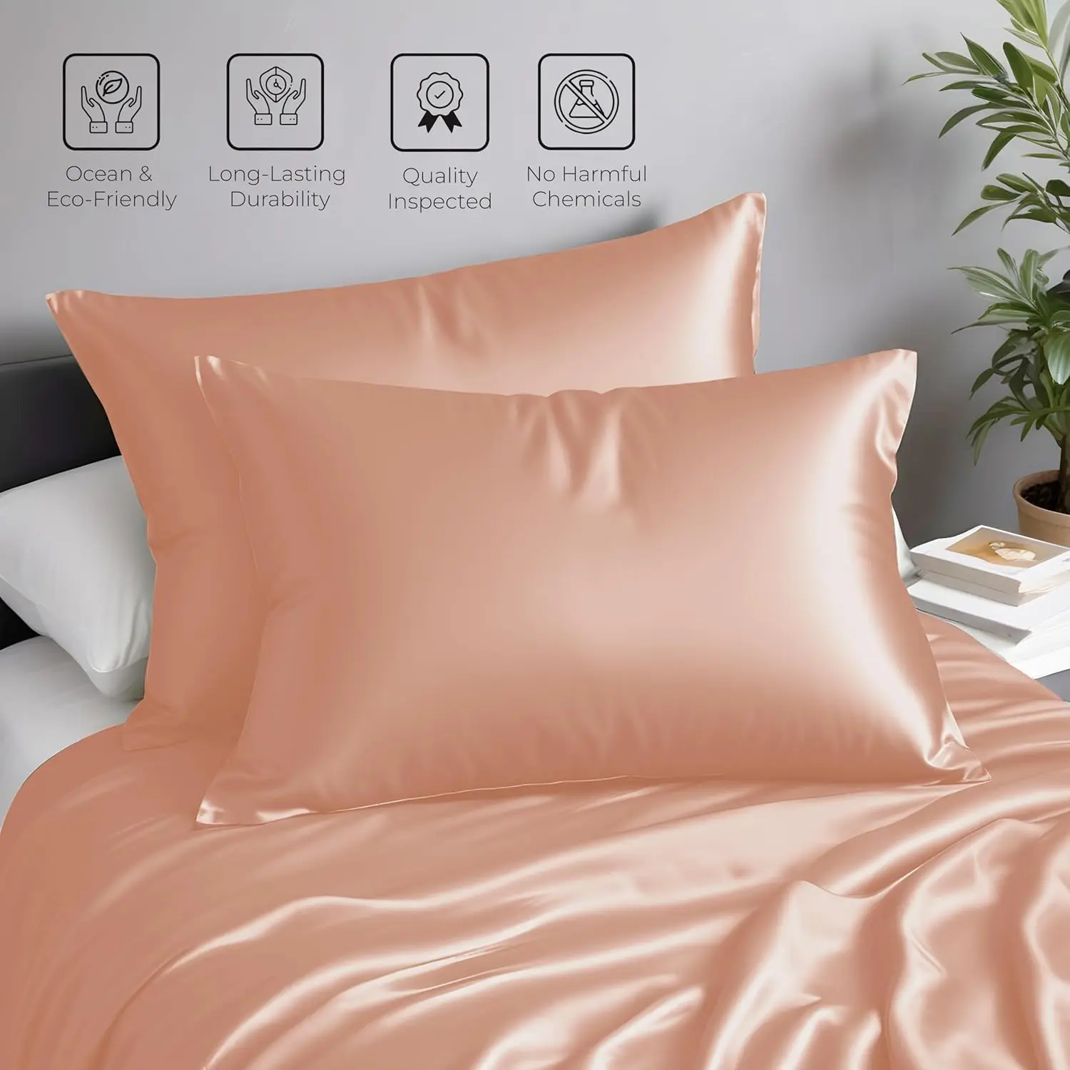 Pink custom wholesale pillow cases 2 pcs sets Lyocell satin modern pillow case with custom logo box