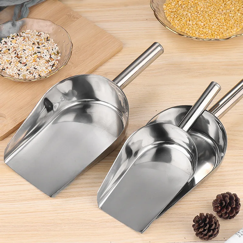 Wholesale Stainless Steel Ice Scoop Household Bar Fruit Tea Rice Flour Food Ice cube multi-functional Ice shovel