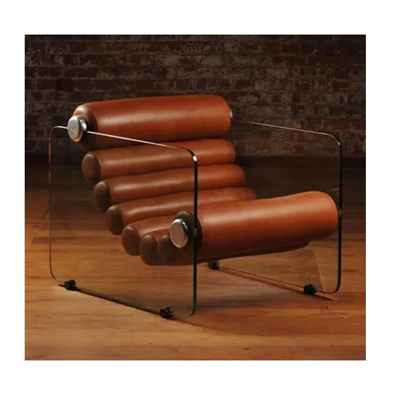 MD310 new arrival modern mid century Creative furniture reclining Acrylic arm leather Lounge Chair Round sausage sofas furniture
