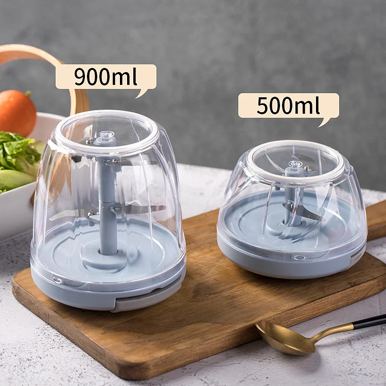 Small Kitchen Food Processor Plastic Pull-Rope Vegetable Cutter Garlic Mash Fruit Puree Cooking Machine Pepper Stirring Feature