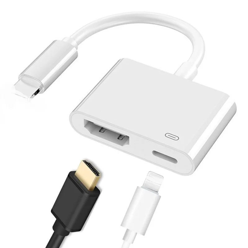 
 Lightn к HD 1080P HDTV монитор проектор видео 2 в 1 двойной Цифровой AV адаптер Освещение зарядное устройство сплиттер для iPhone iPad Apple  