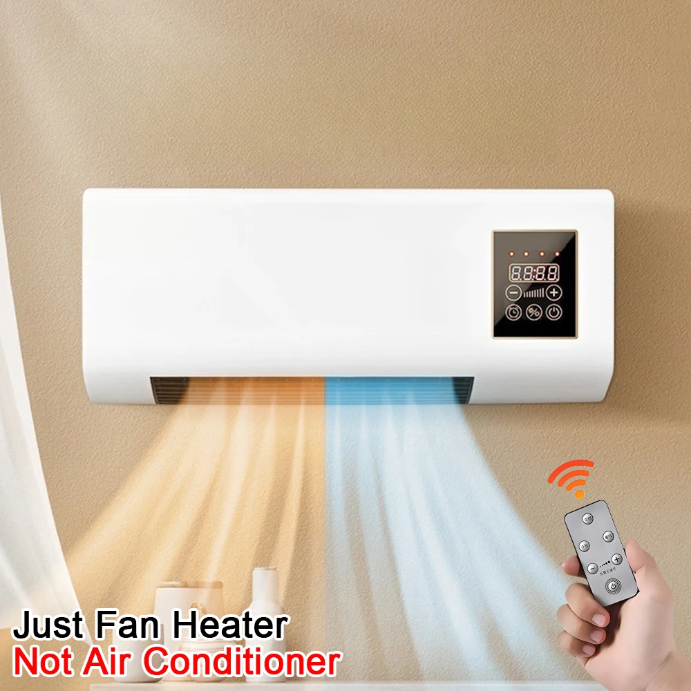 2 In 1 Wall Mounted High Power Household PTC Fast Heating Space Air Hot Electric Fan Heater With Remote For Bathroom Shower Room