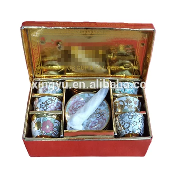 
160cc golden cups and saucers set ceramic tea set 