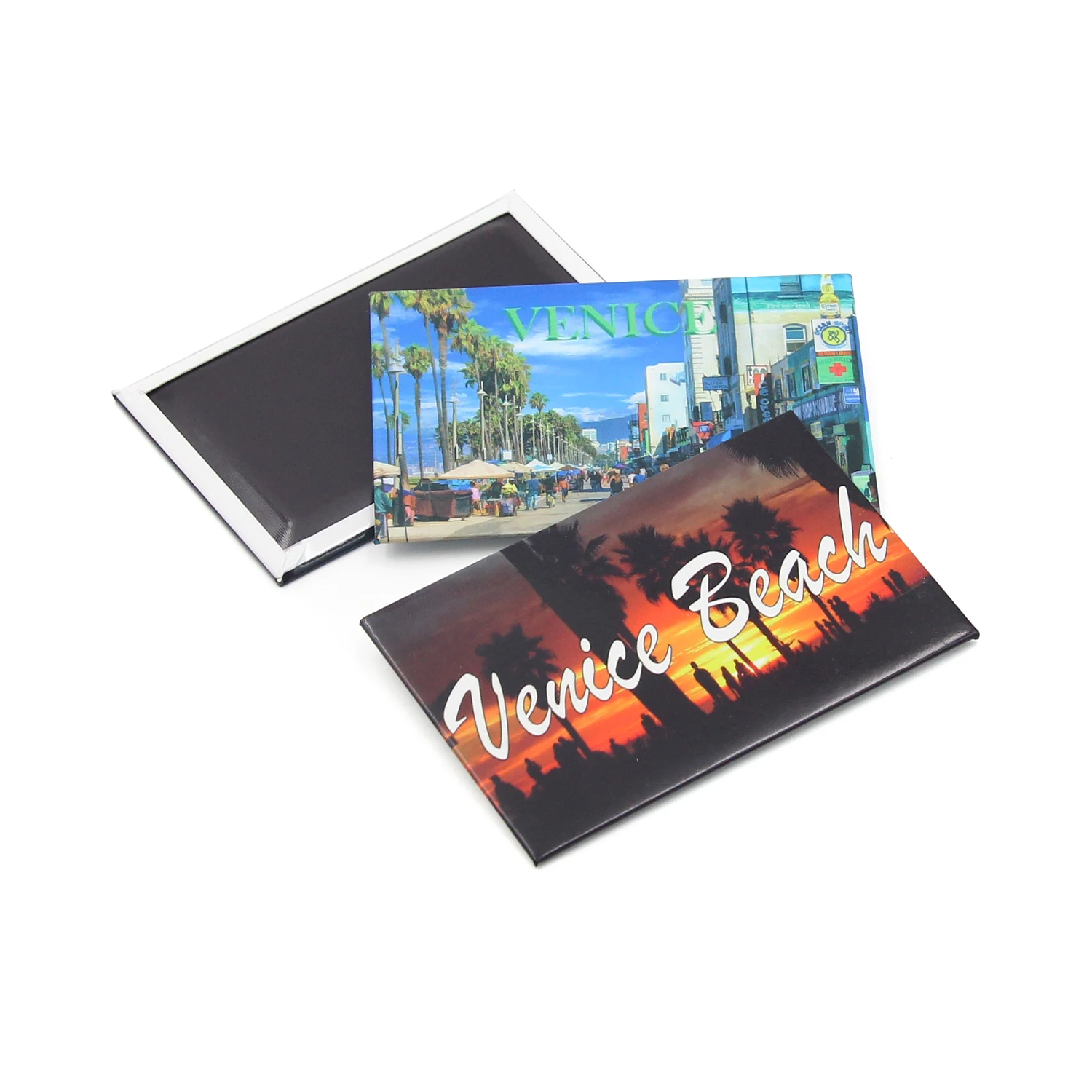Custom Photo Los Angeles Beach Tourist Souvenir Tinplate Fridge Magnet Tin Fridge Magnet