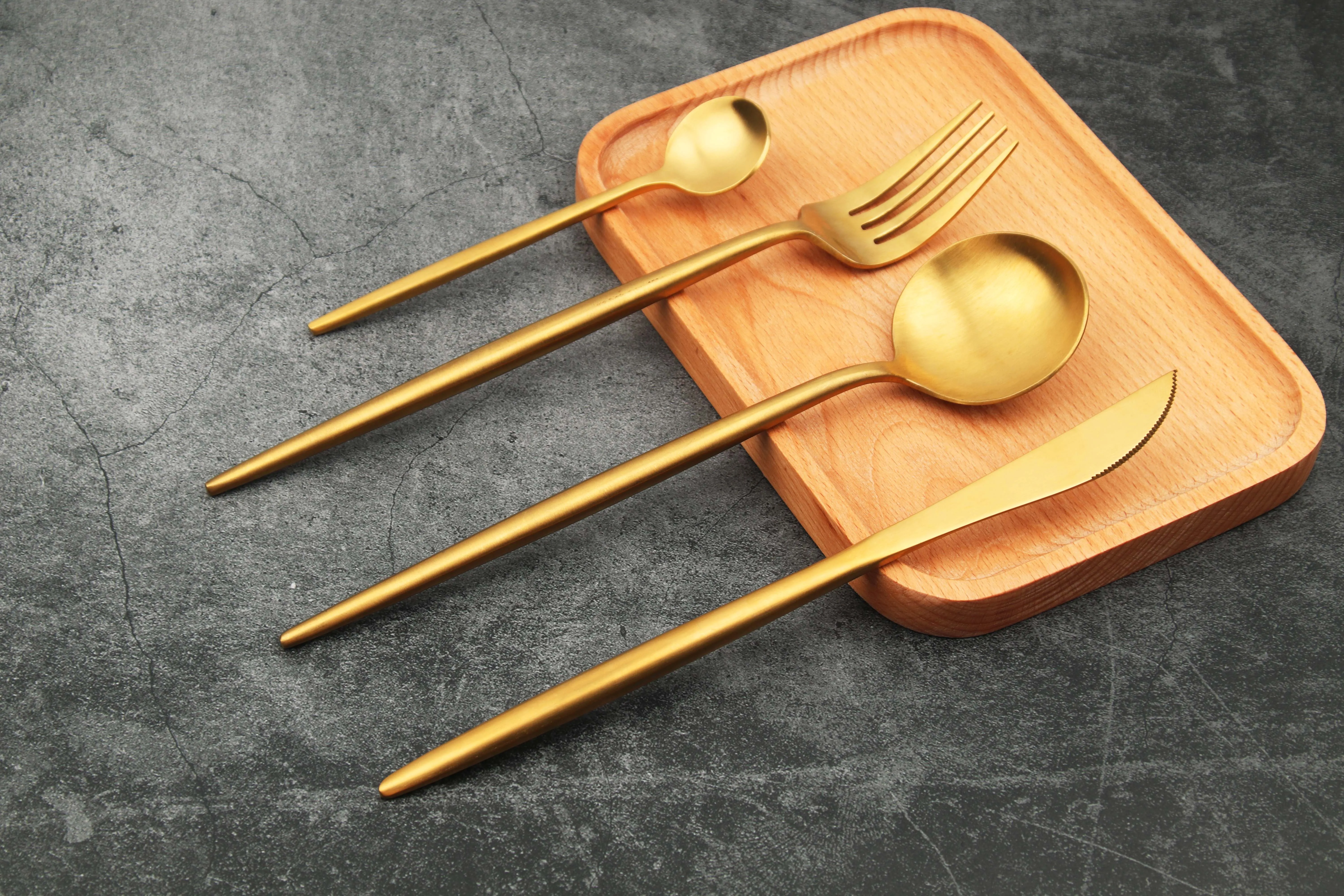 High Quality gold plated cutlery sets,18/10 Stainless Steel colored flatware sets