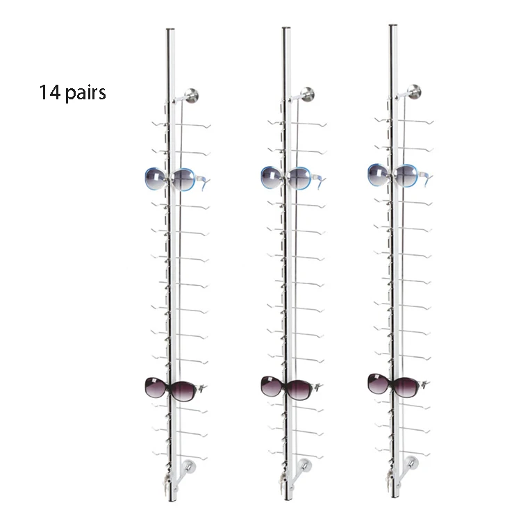 Customized aluminum alloy tube with lock glasses display props flat tube lock bar shelf wall hanging glasses display stand rods