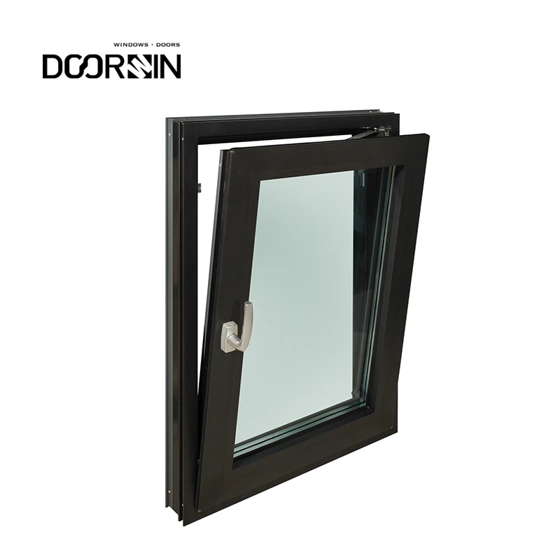 NFRC Certified Energy Saving Security Tilt Turn Windows Hurricane Impact Black Double Glazed Aluminum Windows