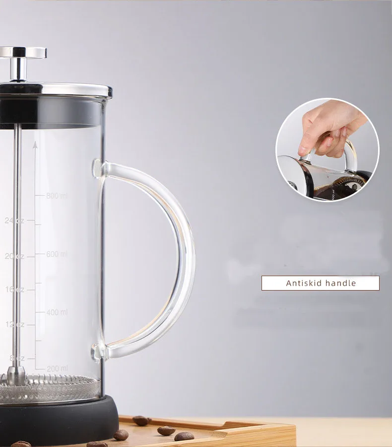 Wholesale  Glass French Press with Food Grade Plastic bottom