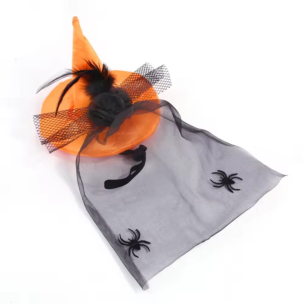 Hot Selling Classic Plush Pet Spider Hat Black Yarn Animal Print Headgear for Dog and Cat Fun Halloween Accessories for Spring