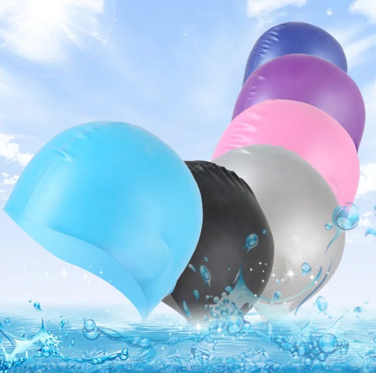  Wholesale Adult Multicolor Custom Printing Eco-friendly Waterproof Silicone Swimming Cap Swim