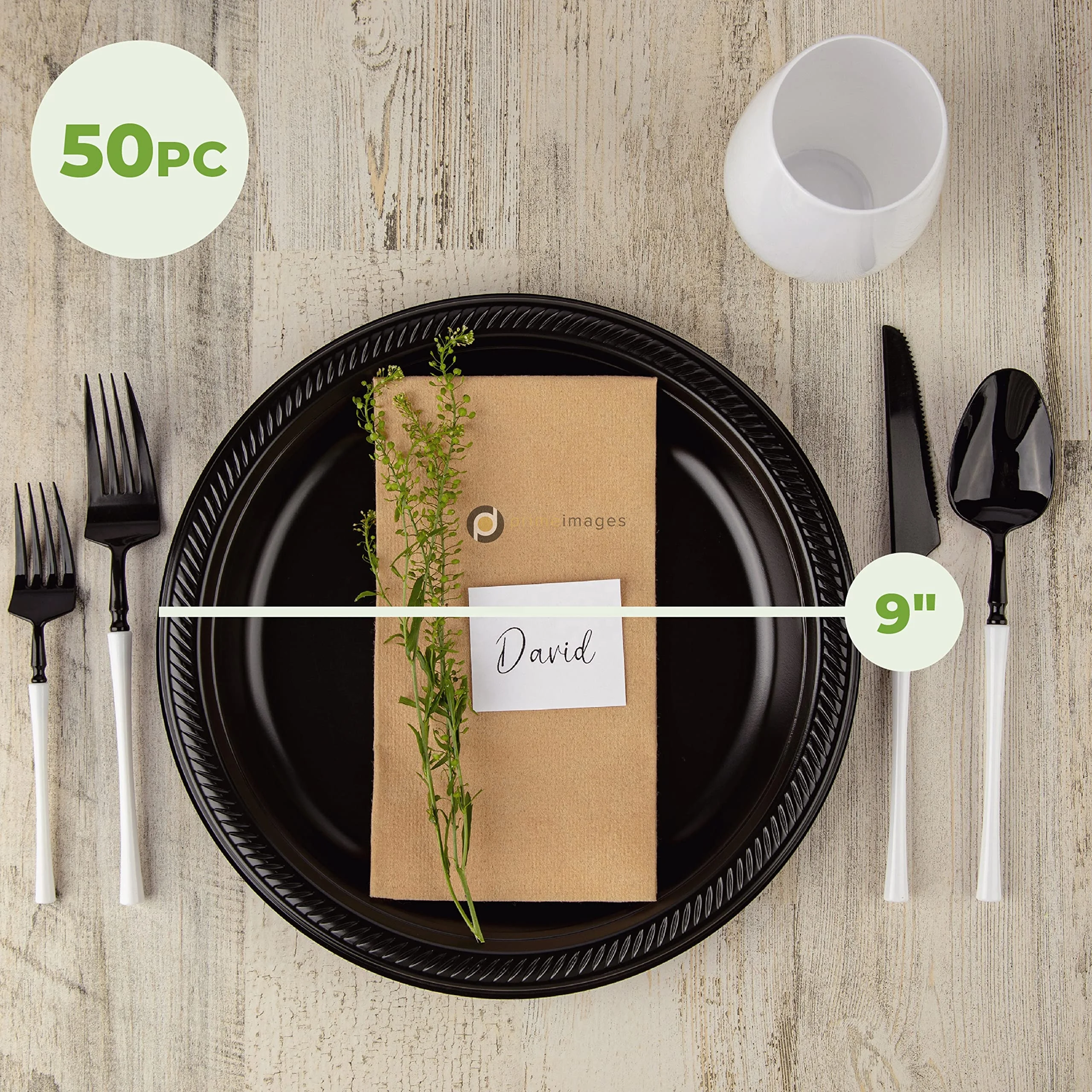 Bulk Pack Party Supplies Plastic Plates Microwaveable Disposable Black Plastic Plates