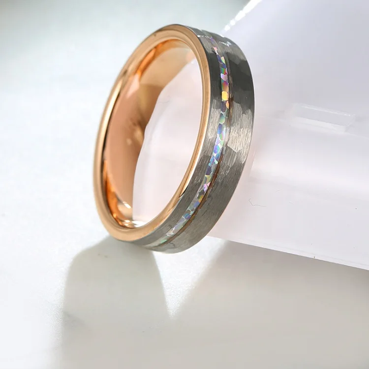 Light Luxury Hammered Anti-Scratch Inlaid Tungsten Ring Men