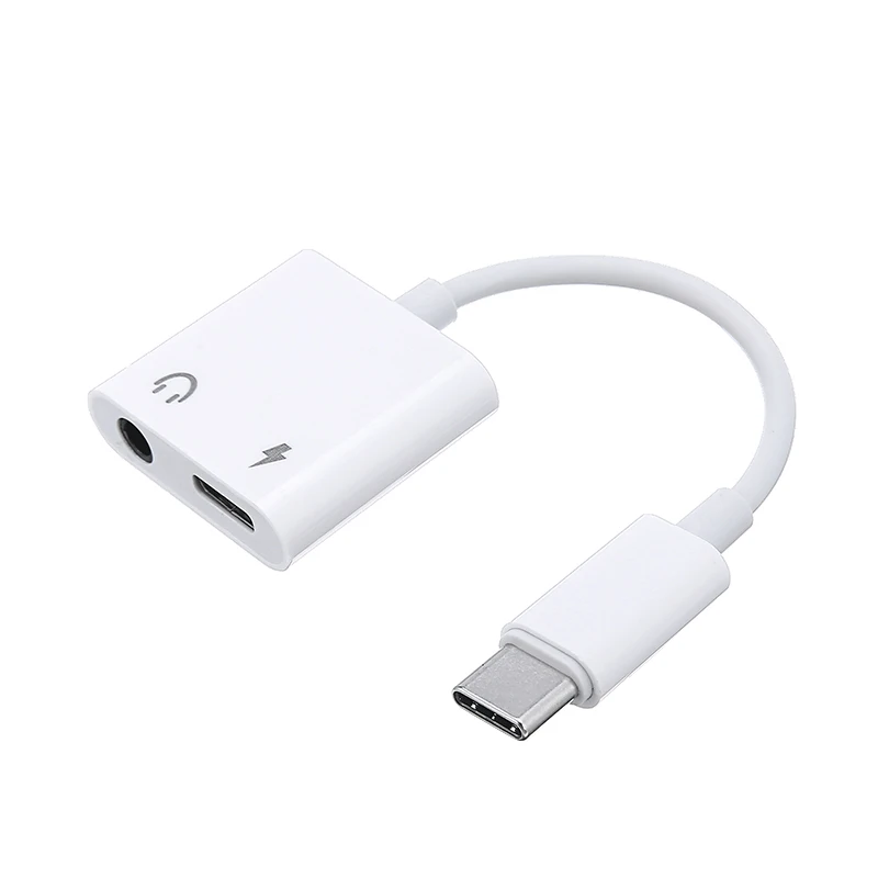 2 in 1 Type C Charging Adapter to 3.5mm Audio Earphone Jack Splitter For Type-C Headphone Jack Adapter
