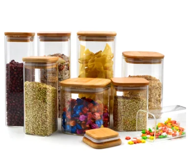 6oz  set of 12 High borosilicate glass Spice Jars with Bamboo Airtight Lids