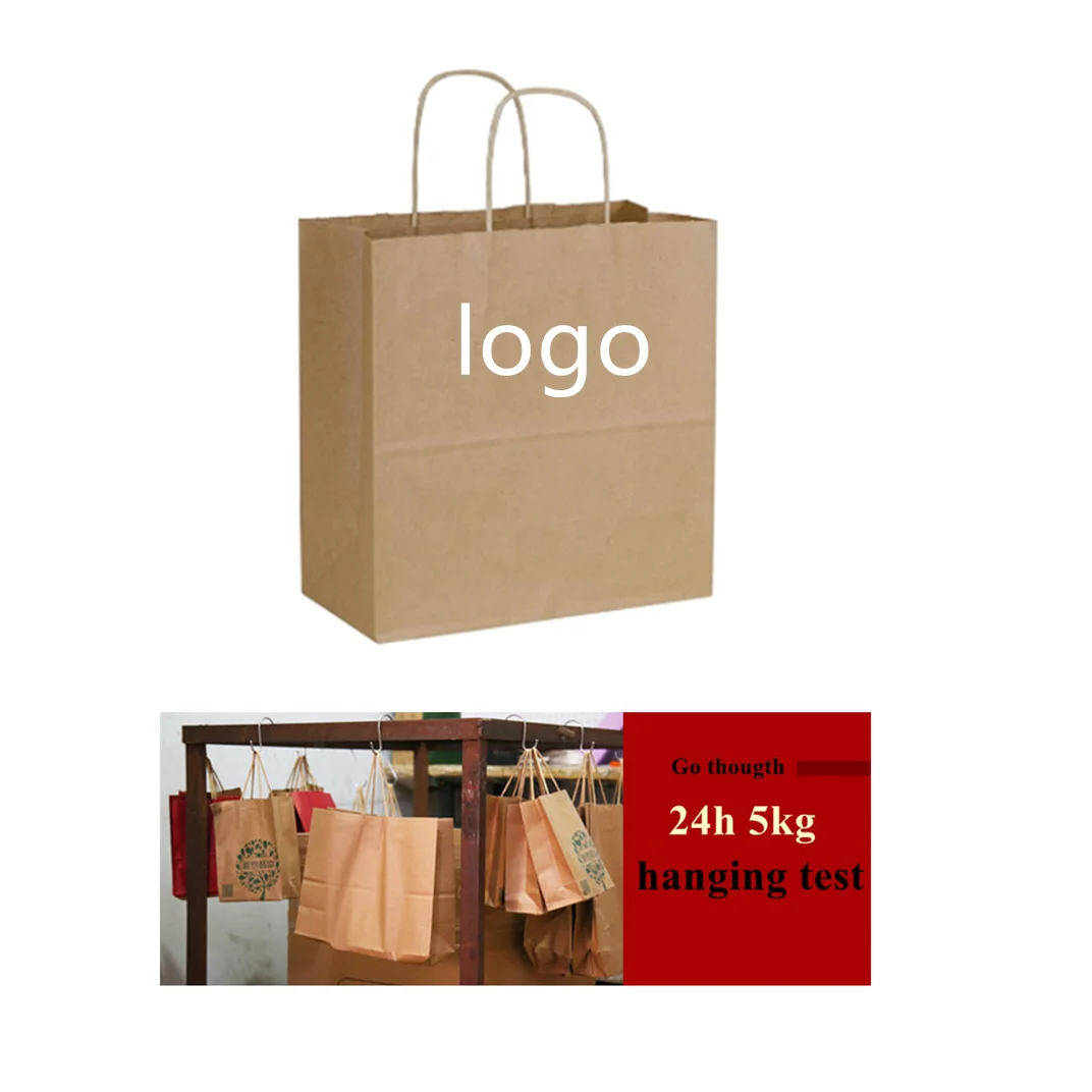 Cheap New Recyclable kraft paper bag with twisted handle reusable shopping paper bags logo printed