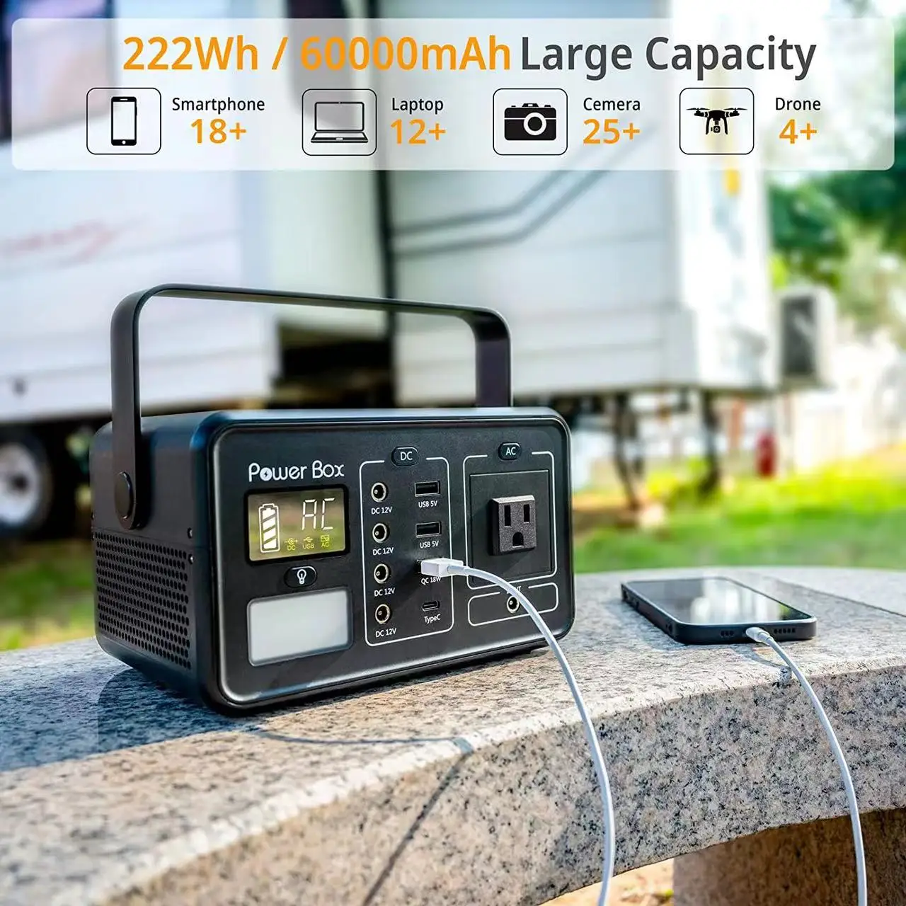 200W Portable Power Station  with 60W Folding Solar Panel Foldable Solar Panel Kit or Camping Solar Charging generator System