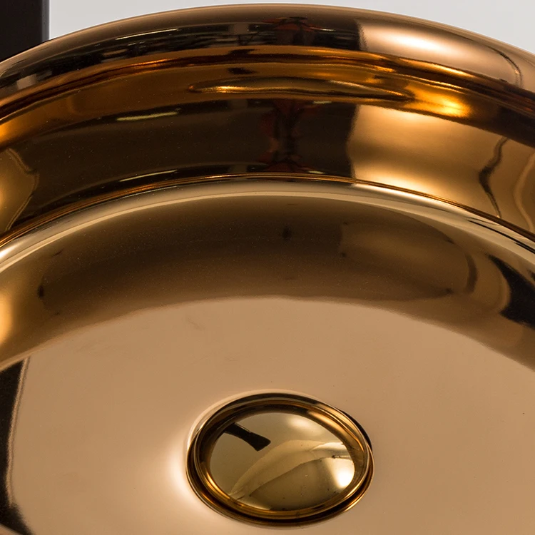 round copper eletro plating handmade wash basin bathroom ceramic porcelain countertop CE CUPC sink vanities basin bathroom sink