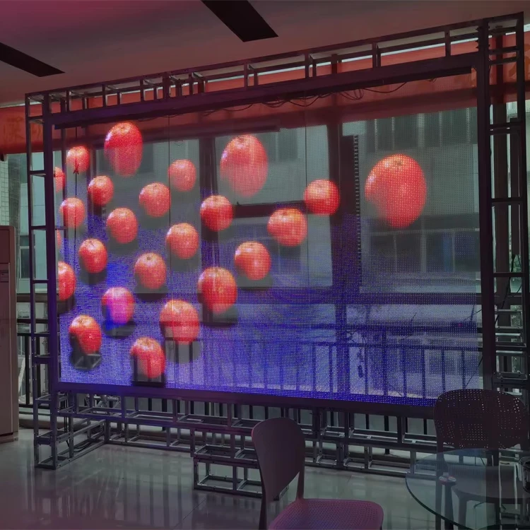 Flexible  transparency adhesive LED Film Screen  thin Advertising Video Wall P4 DC5V WE2121RGB 16bit