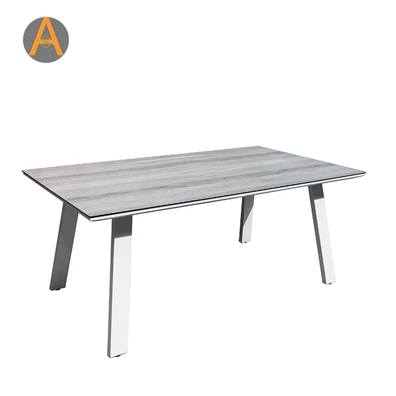 Commercial Hotel restaurant furniture Aluminum ceramic marble top garden outdoor dining table