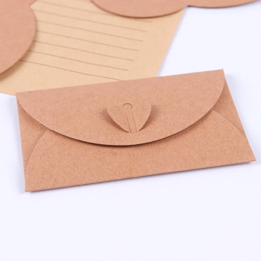 Handmade Paper String Romantic Love Letter Envelope Vintage Love Button Envelope Kraft Paper Gift Card With Envelope