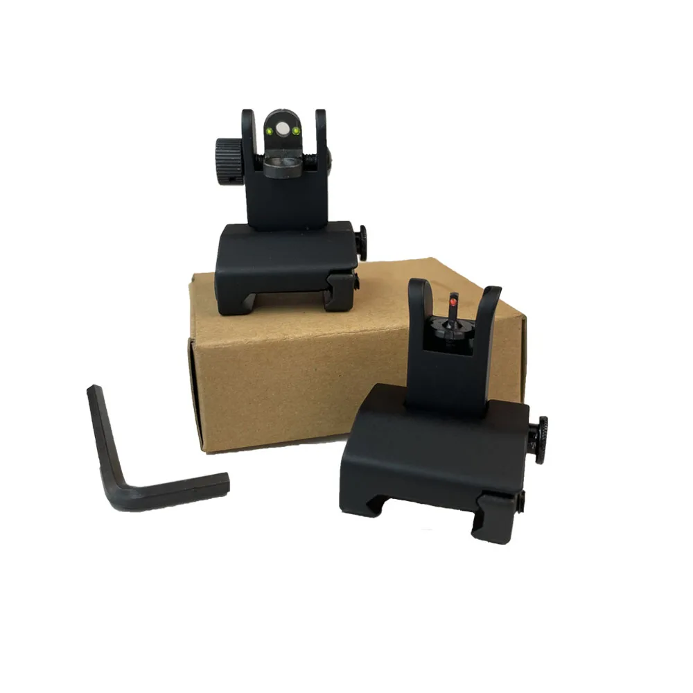 Hunting Aluminum Red Green Fiber Optic Flip Up Ar15 Sight Front And Rear Iron Sight 20mm Picatinny Rails ar 15 Parts Tactical