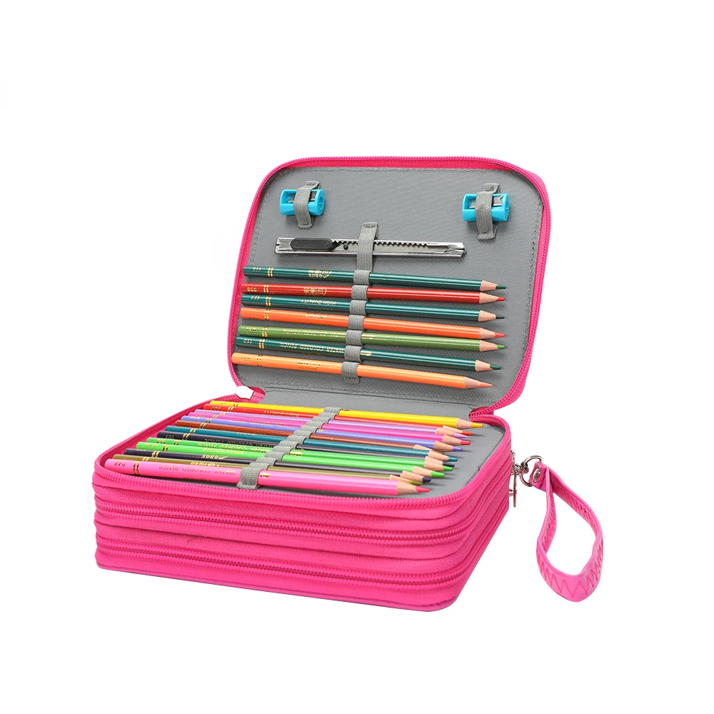 Colored Pencil Case 72 Slots Pen Case Organizer with Handy Wrap Zipper Multilayer Holder for Prismacolor Colored Pencils