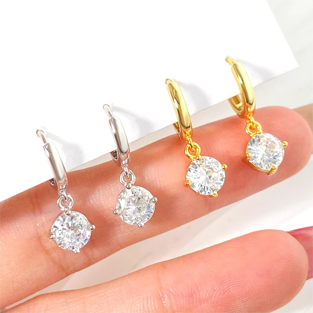 FOXI 925 серьги из стерлингового серебра 18K позолота 5A круглые кубические циркониевые Родиевые серьги-кольца