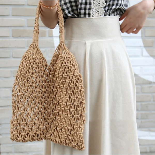Wholesale Summer Beach Straw Bag Purse Eco Friendly Handmade Woven Raffia Tote Bag Beach Vacation Handbag Wallet Bags