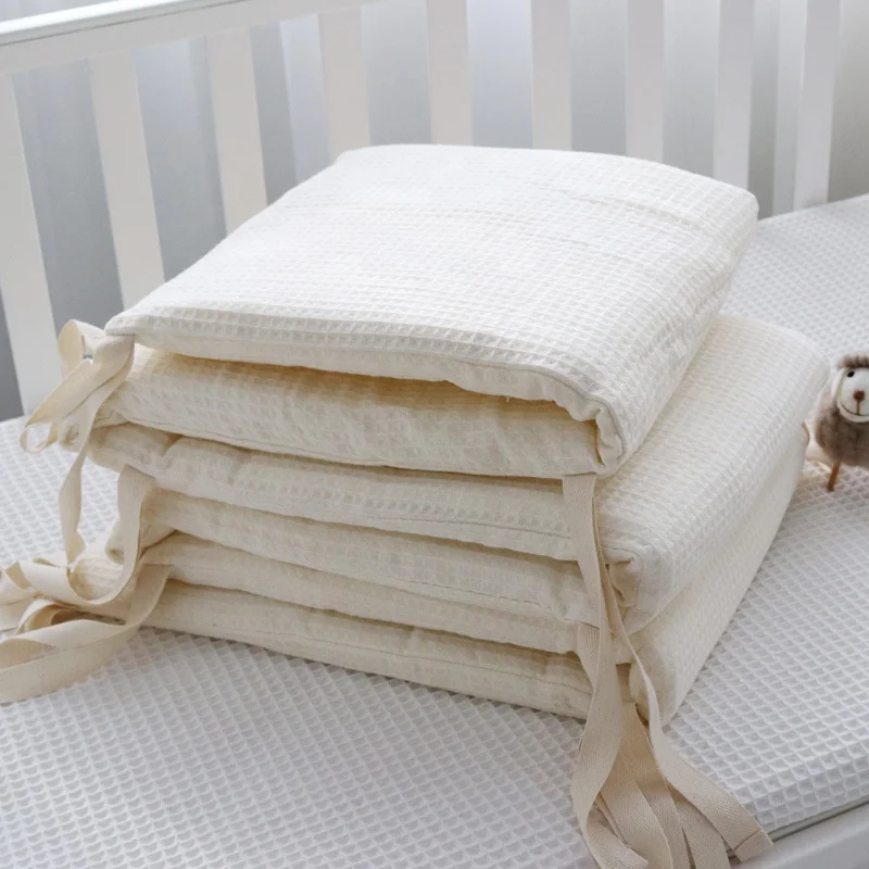 Wholesale Cot Protector Pillows Room Decor Baby Round Cushion Bed Rails Waffle Baby Crib Bumper