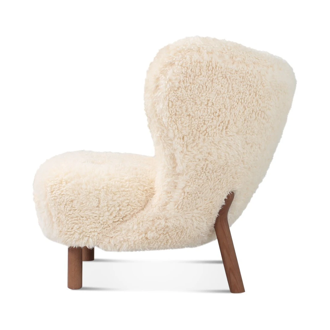 Modern Style Wool Armchair with Wooden Legs Stylish Sheep Skin Accent Chair for Living Room Hotel or Leisure