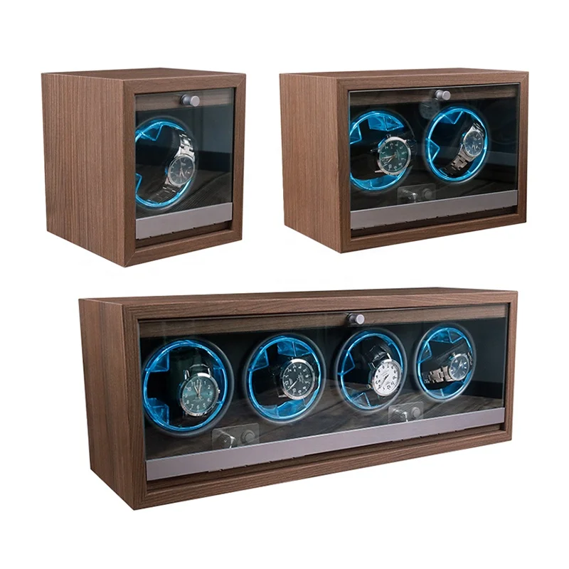 New Luxury Walnut Wood Automatic Silent Rotate Single Watch Winder Box with Window