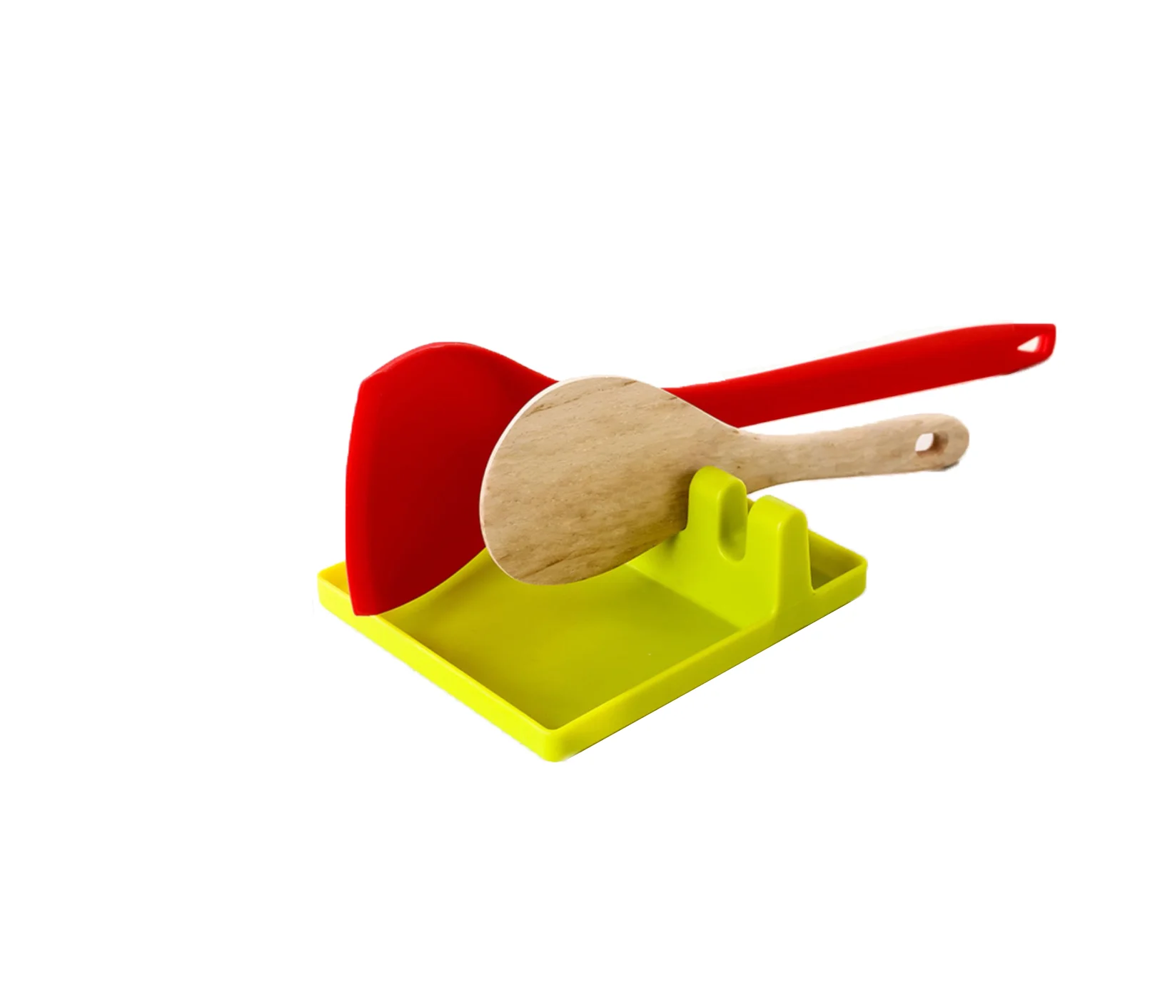 
New Non-slip Heat- safe BPA-Free Extra Large Size Flexible Kitchen Utensil Rest Silicone Spoon Holder with Drip Pad 