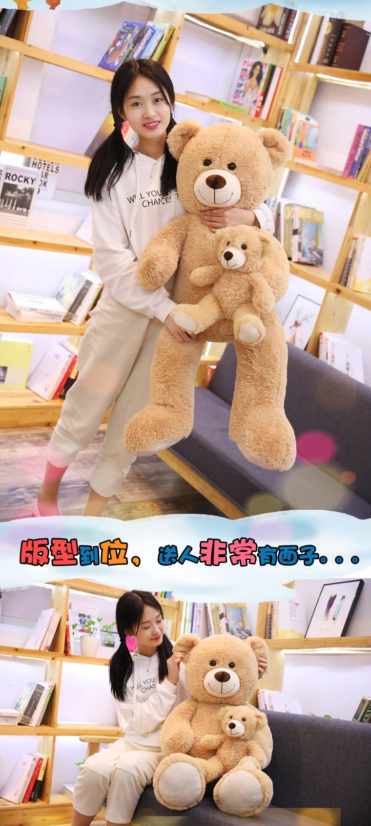 Yangzhou Custom Stuffed Soft Mother and Child Plush Toy Giant Teddy Bear,  soft plush mother and son bear bolster for promotion