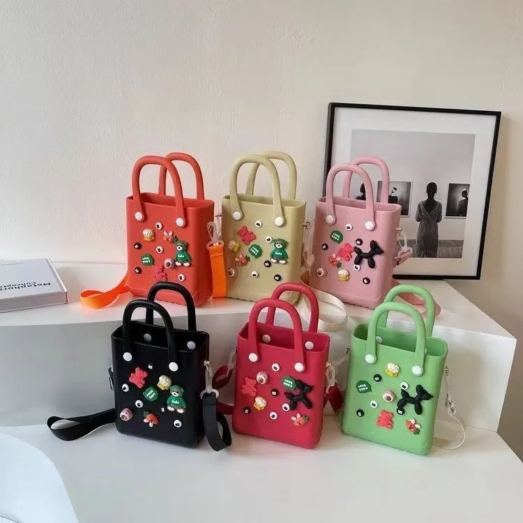 High Quality Women Beach Waterproof Tote Bags Summer Small Totes Fashion Eva Plastic Silicone Bag With Holes