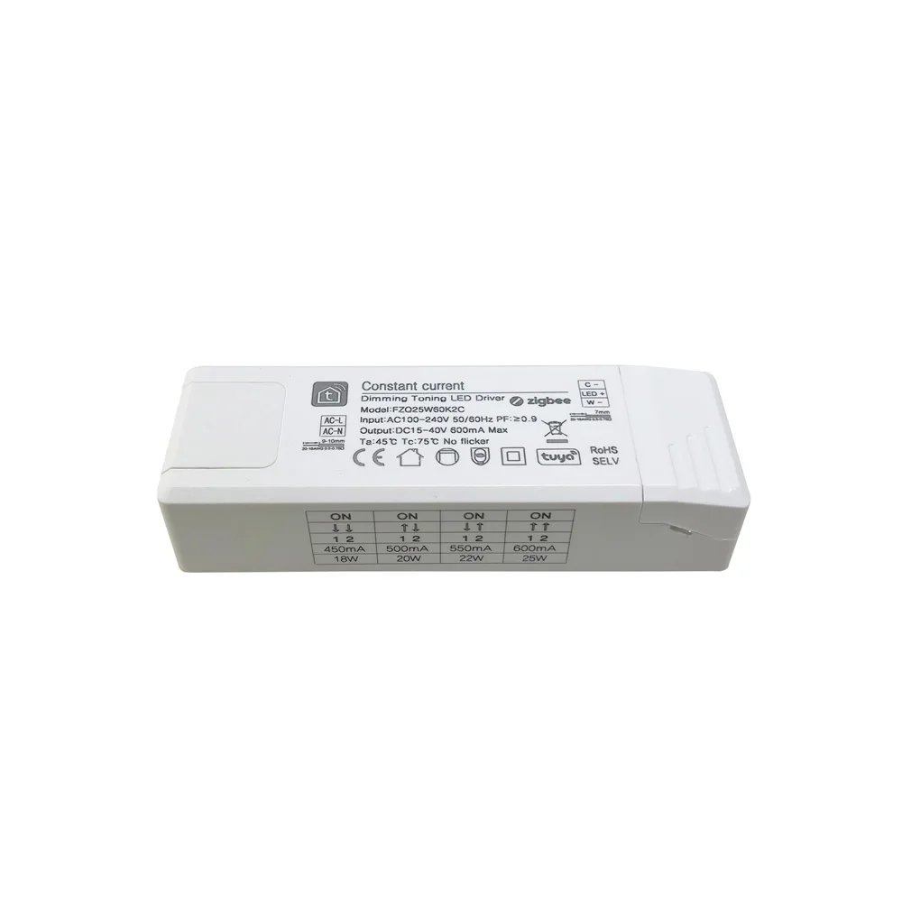 LEDEAST FZQ25W60K2C TUYA Zigbee 25W Input AC100-240V APP control 450mA 500mA 550mA 660mA Dip Switch dimmable smart LED Drive