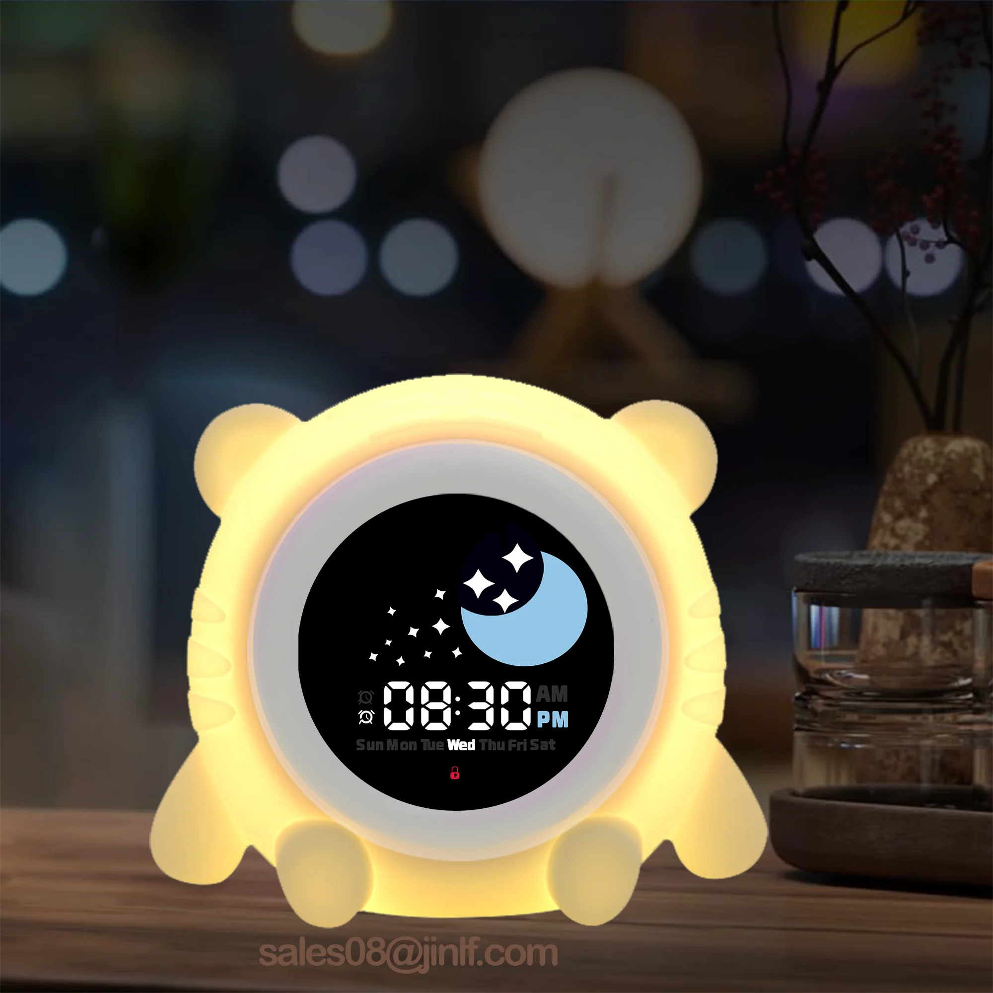 Cute Sleep Trainer Smart Alarm Clock with Night Light  Ambient Sounds Temperature All-In-One Sound Machine with Kids Alarm Clock