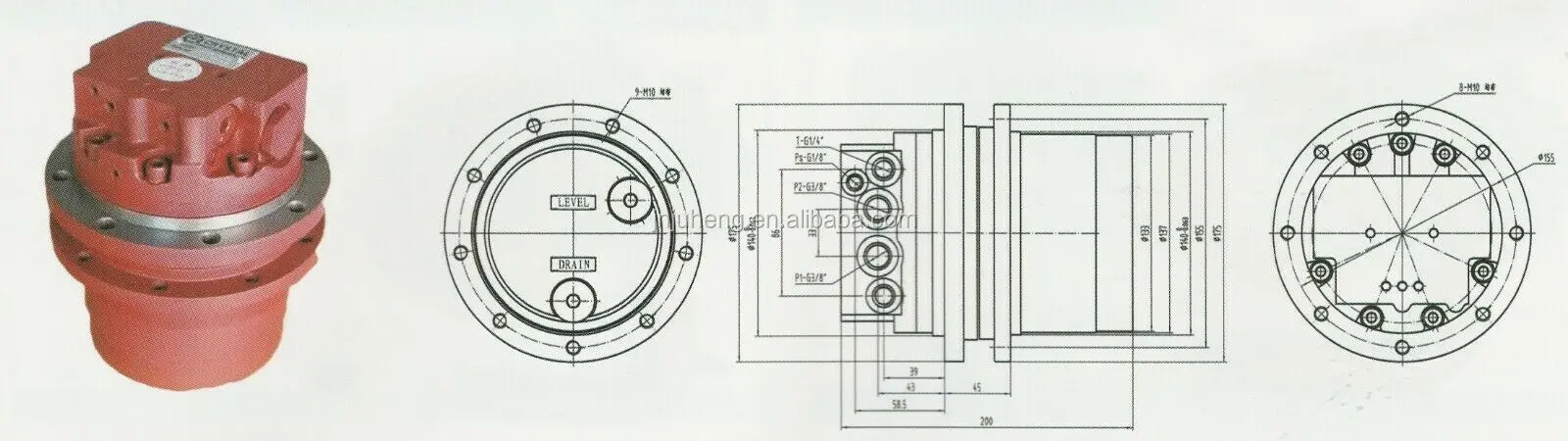 Nachi travel motor PHD-100-25-9-8143A 2031811 9115040 EX15 Final drive