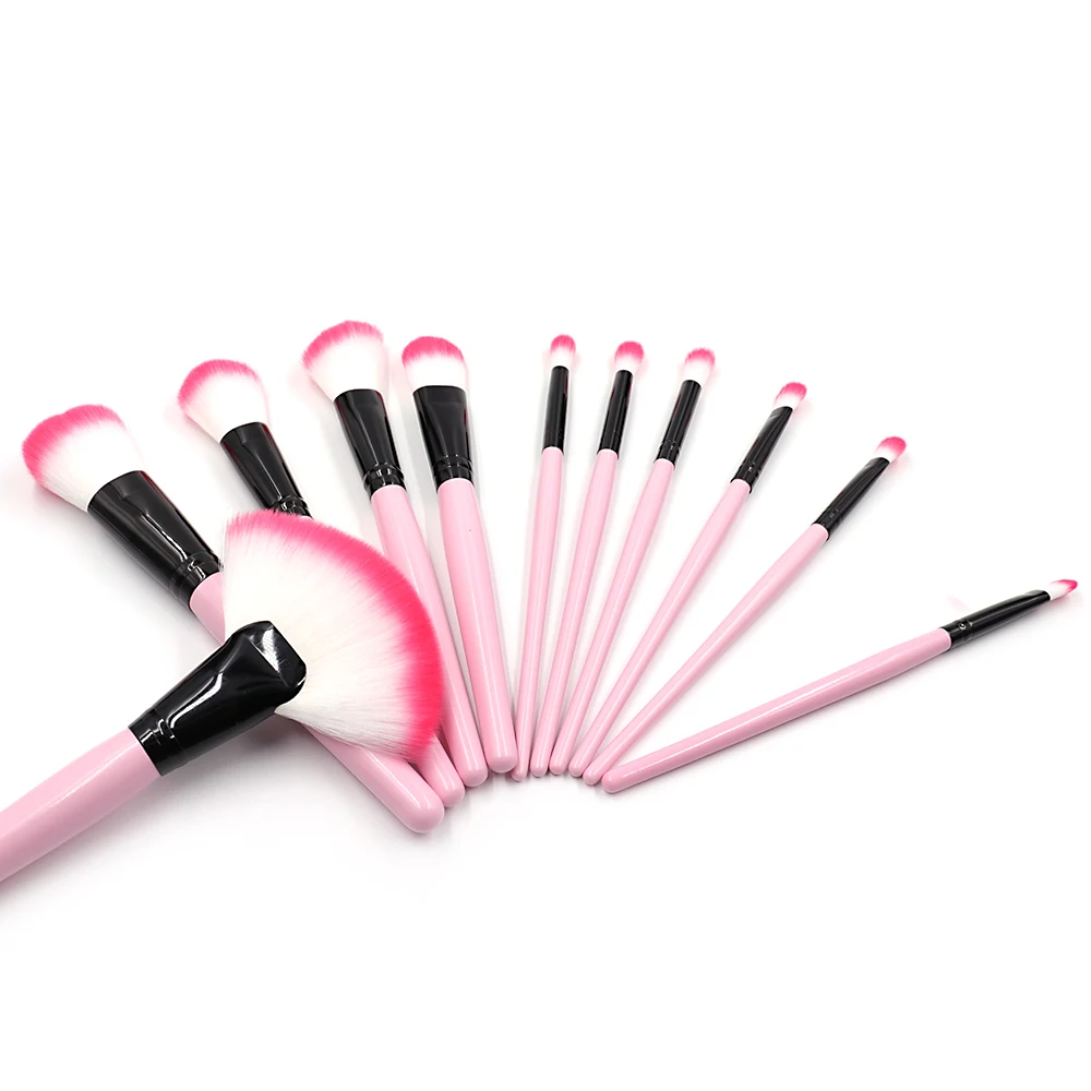High quality Makeup Brush Pink 24pcs Face/eye Soft Dense Synthetic Hair Wood Handle Makeup Brushes Set